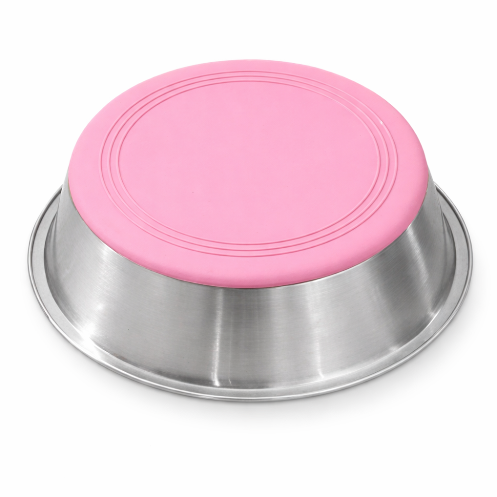 TopikaPet Stainless Steel Dog Bowl – Food Bowl with Non-Slip Silicone Base (21x6.8cm)