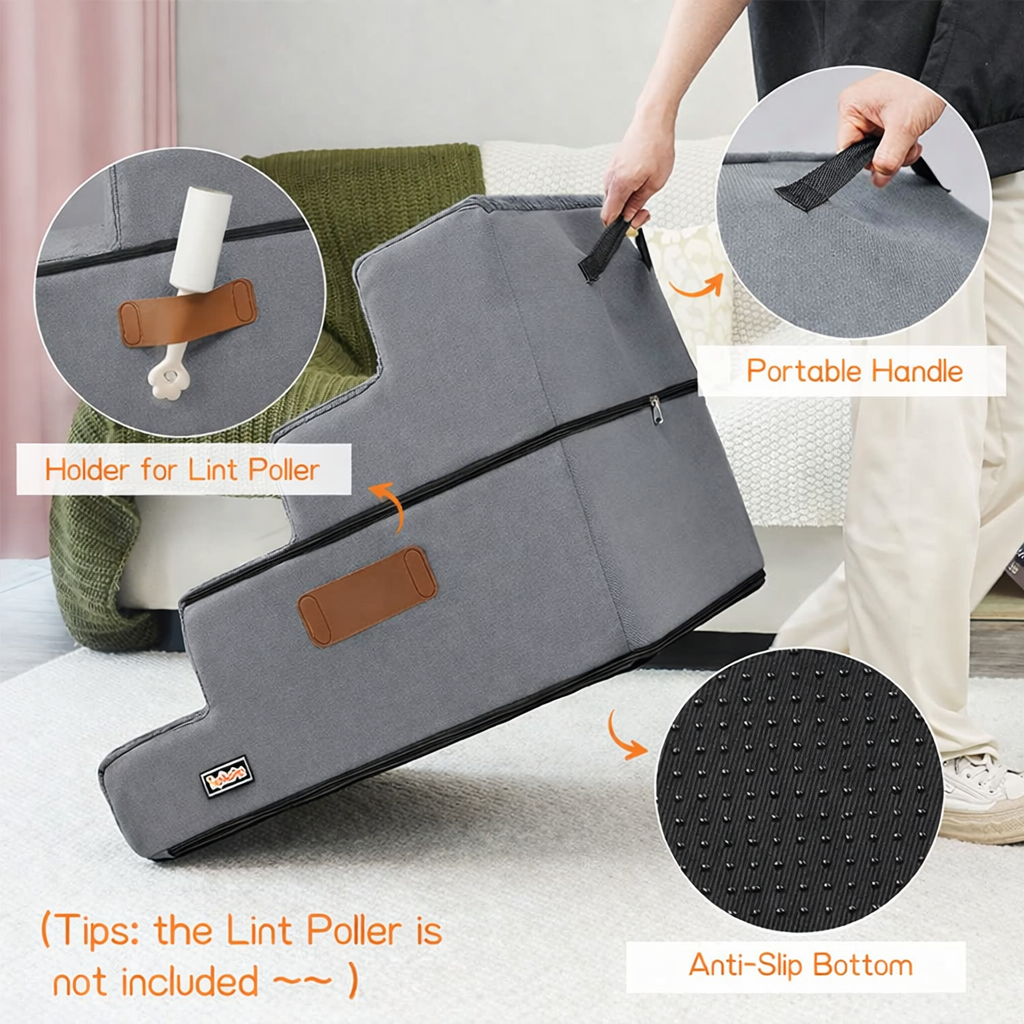 Topika Dog Stairs Ramp for High Beds, Pet Stairs for Small Dogs and Cats