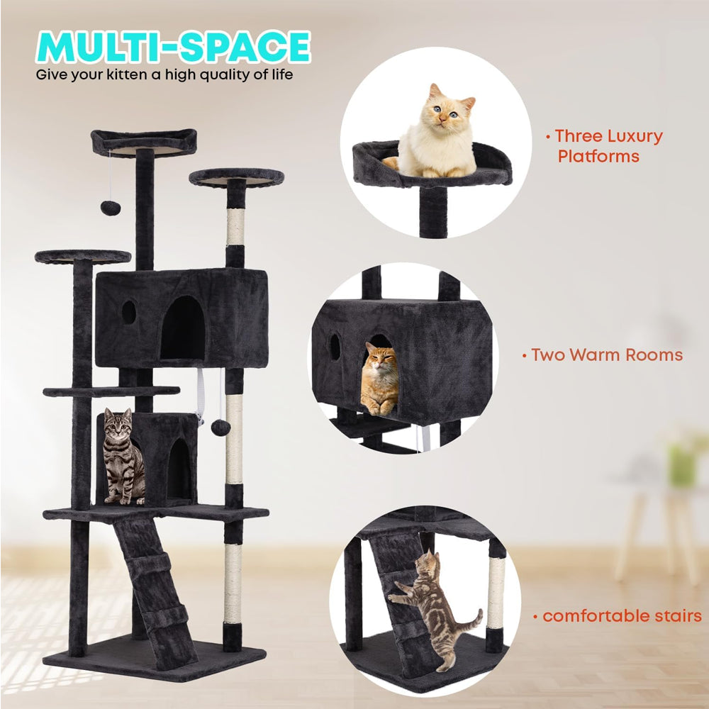 Large Cat Tree Tower – 180cm with Scratching Post & Playhouse By TopikaPet