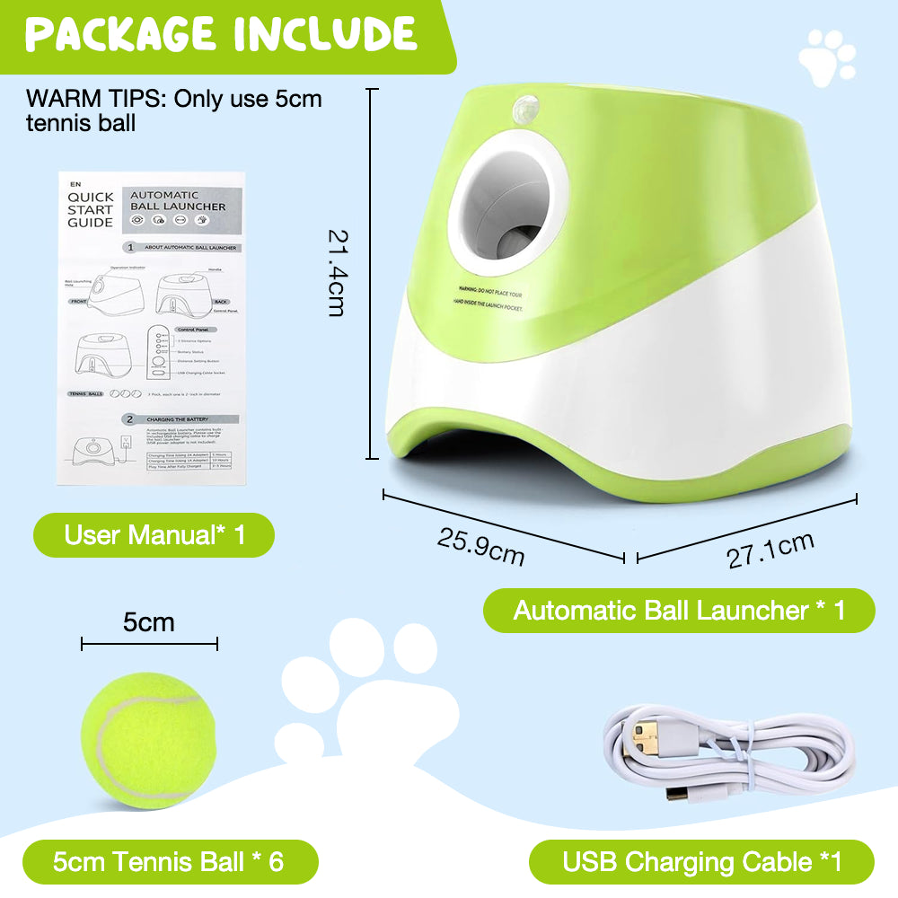 Automatic Dog Ball Launcher – Includes 6 Balls, Green By TopikaPet