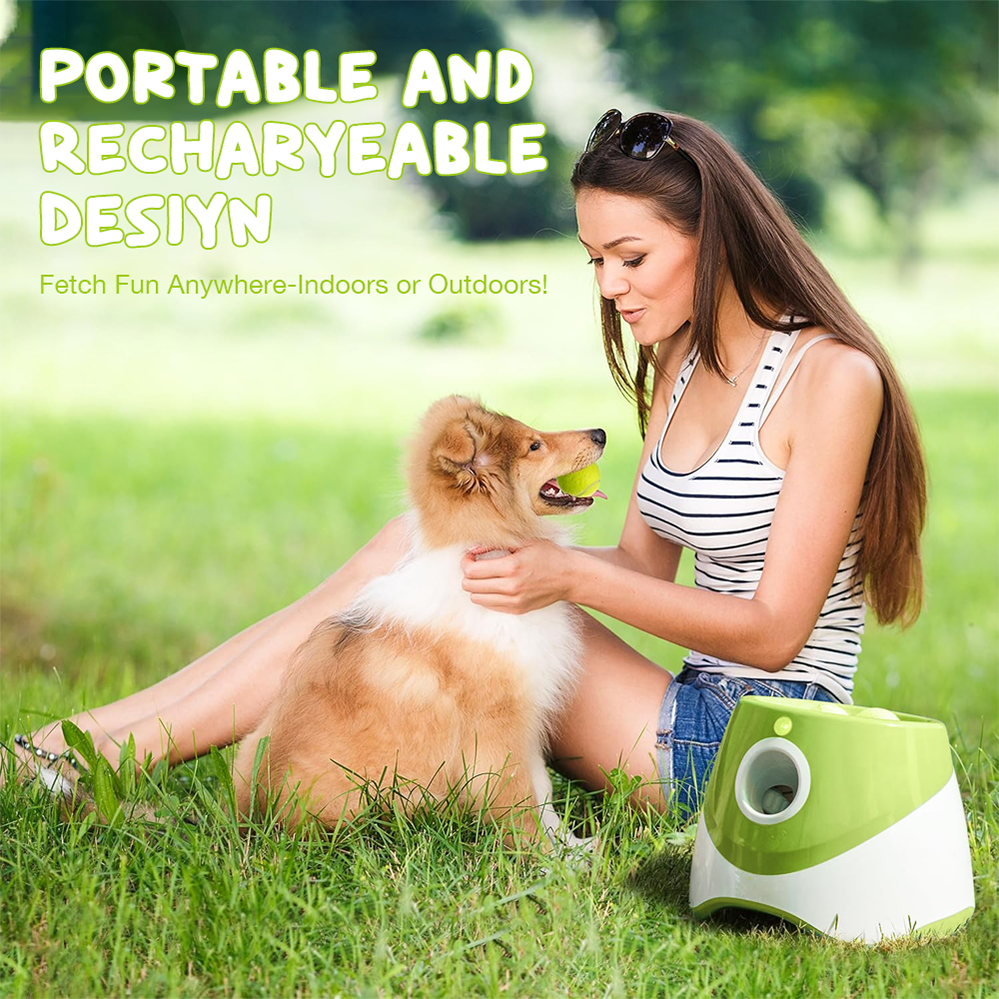 Automatic Dog Ball Launcher – Includes 6 Balls, Green By TopikaPet