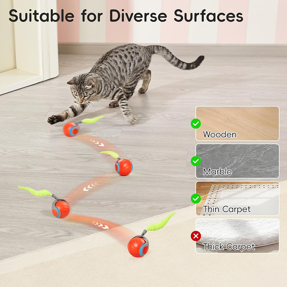 TopikaPet Cat Ball Toy, Auto Rolling with Tail & 2 Speed Modes