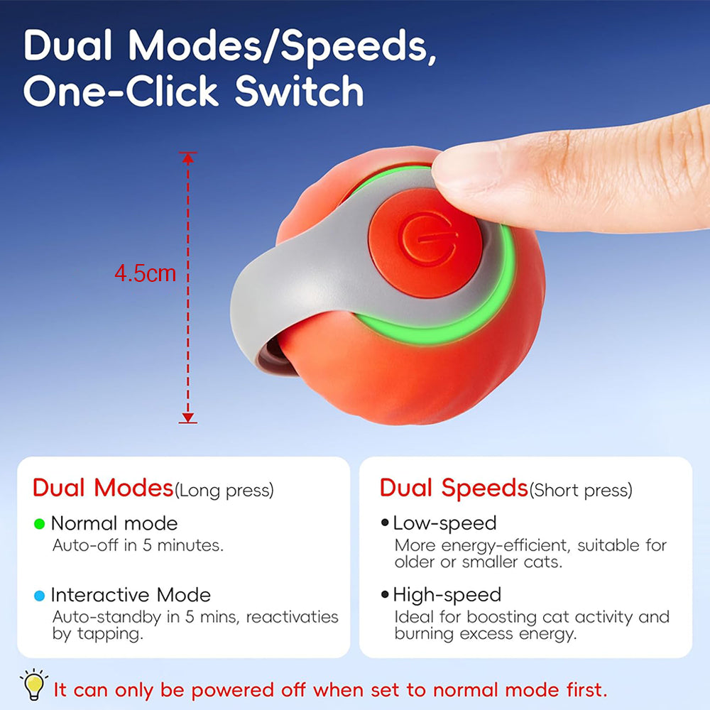 TopikaPet Cat Ball Toy, Auto Rolling with Tail & 2 Speed Modes
