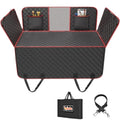 Car trunk organizer with storage pockets and a carrying bag on a white background