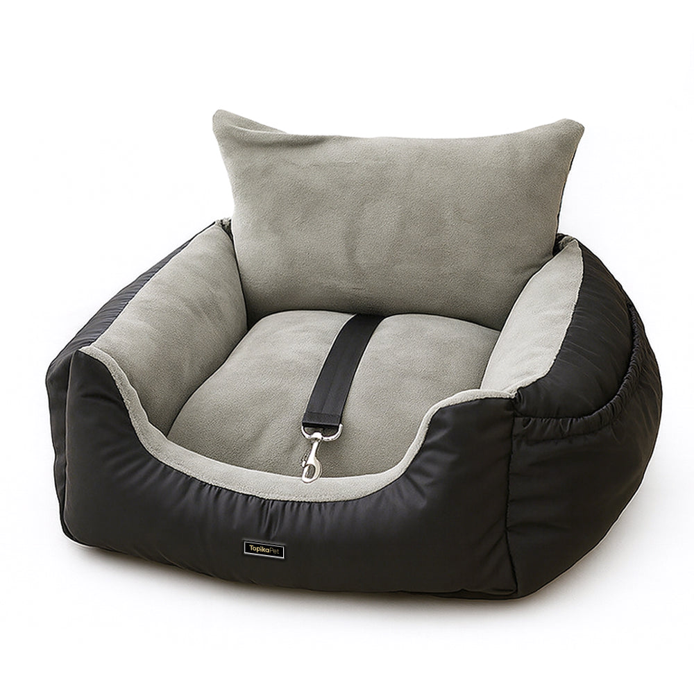 Pet bed with a pillow on a white background