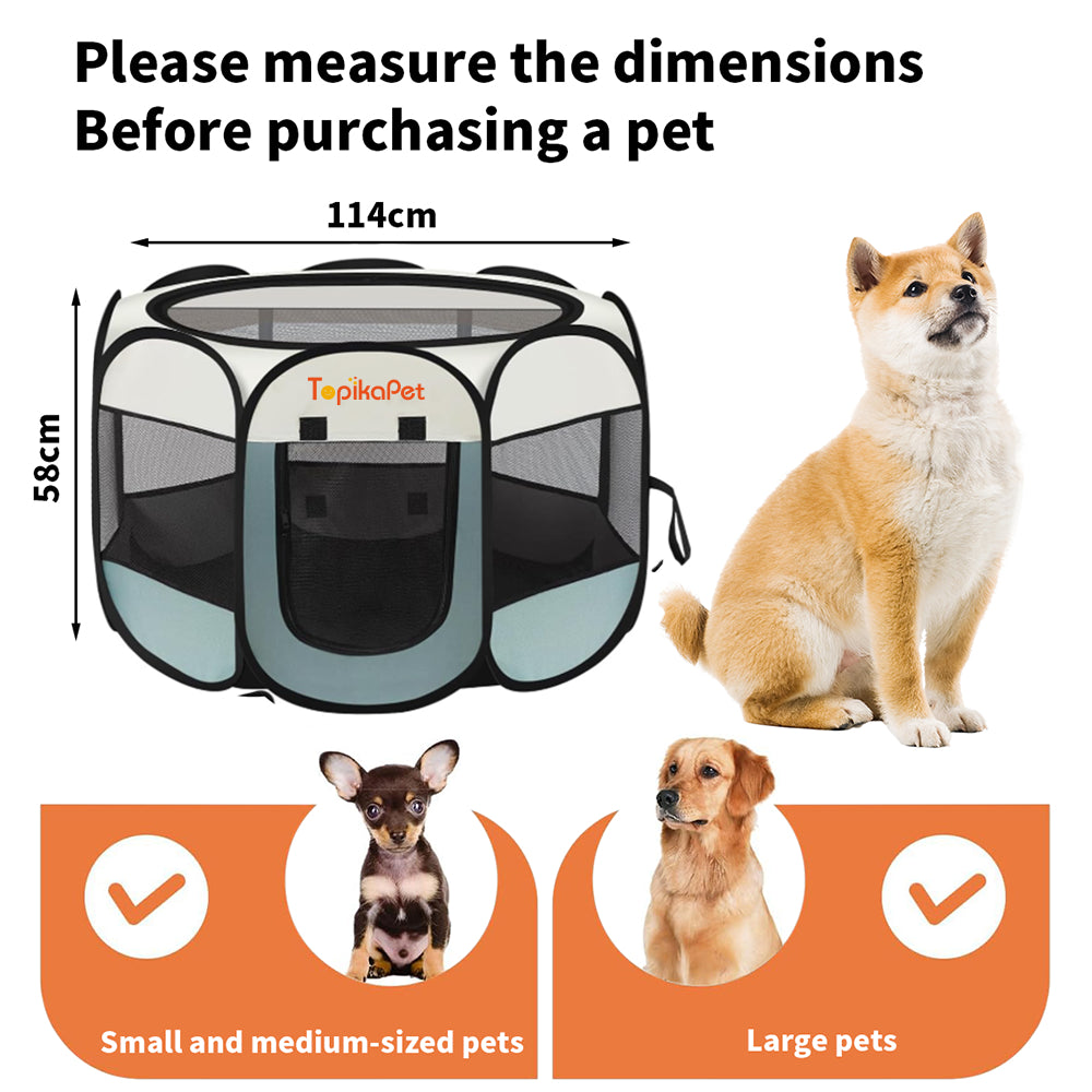 Topika Portable Pet Dog Playpen for Small Dogs & Cats with Bag - Grey L
