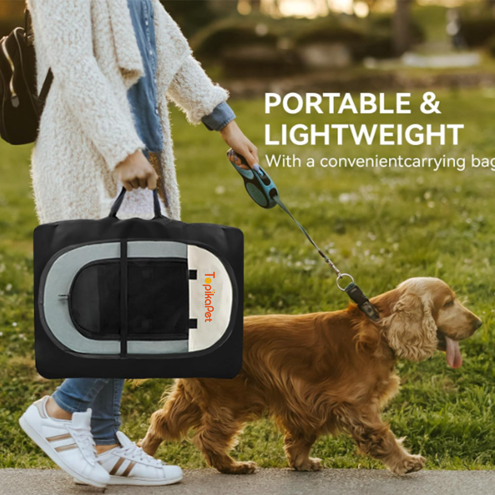 Topika Portable Pet Dog Playpen for Small Dogs & Cats with Bag - Grey L