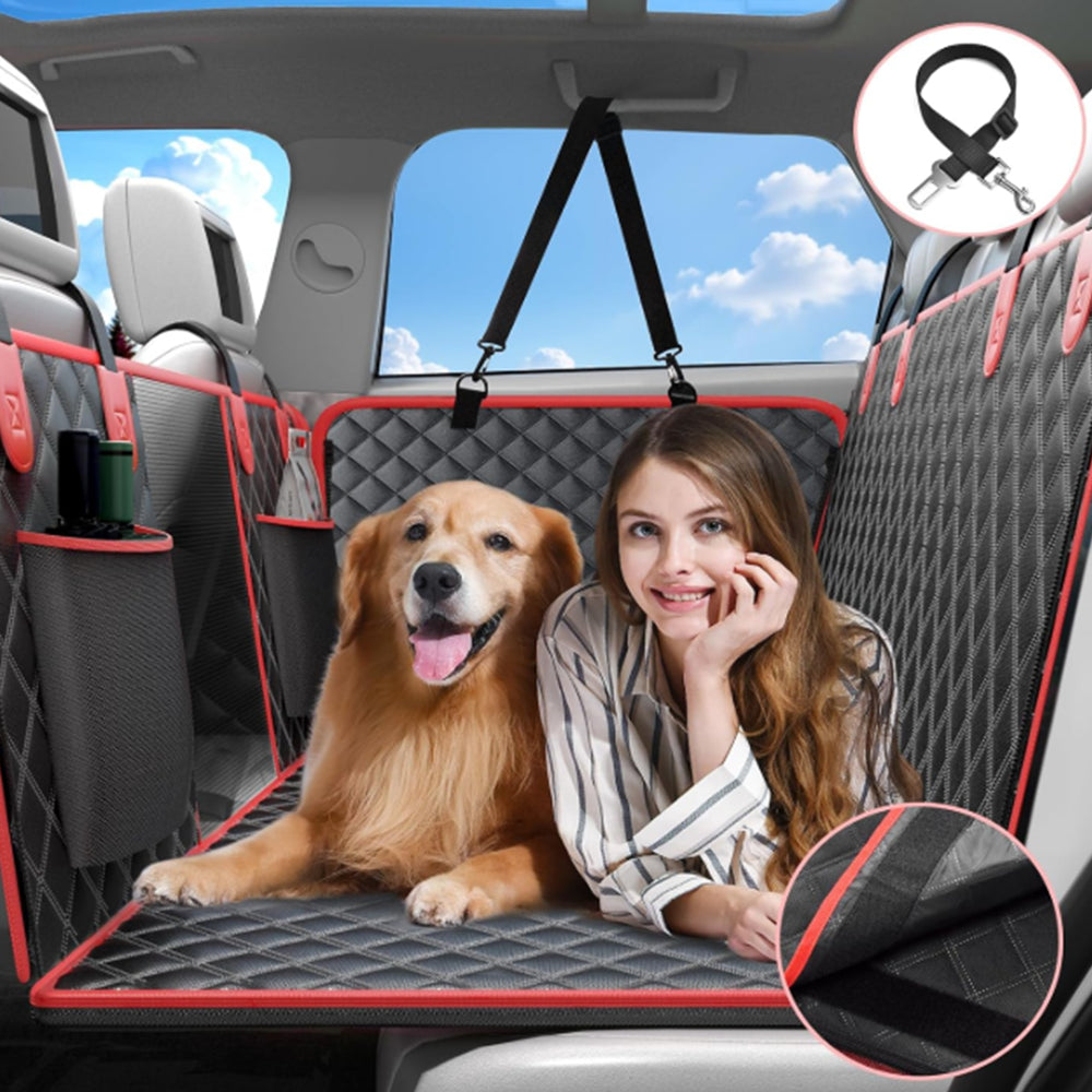 TopikaPet Dog Car Seat Cover Hammock – Waterproof Hard Bottom with Extra Space for Travel Protection (Each)