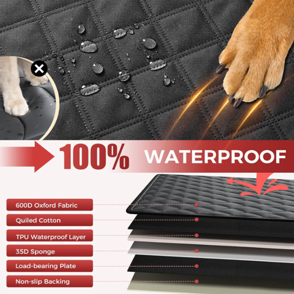 TopikaPet Dog Car Seat Cover Hammock – Waterproof Hard Bottom with Extra Space for Travel Protection (Each)