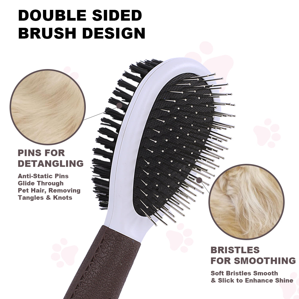 Dog Grooming Comb Brush – Double-Sided Detangle & Smooth Coat By TopikaPet