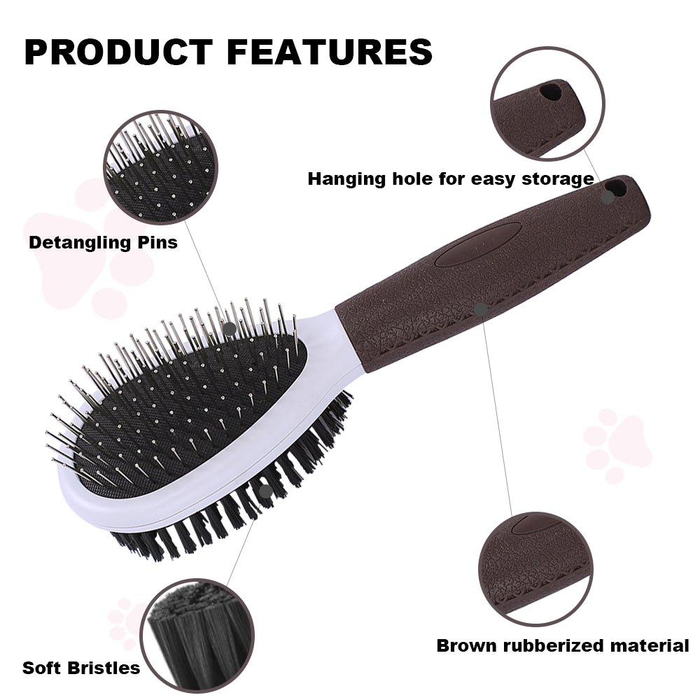 Dog Grooming Comb Brush – Double-Sided Detangle & Smooth Coat By TopikaPet