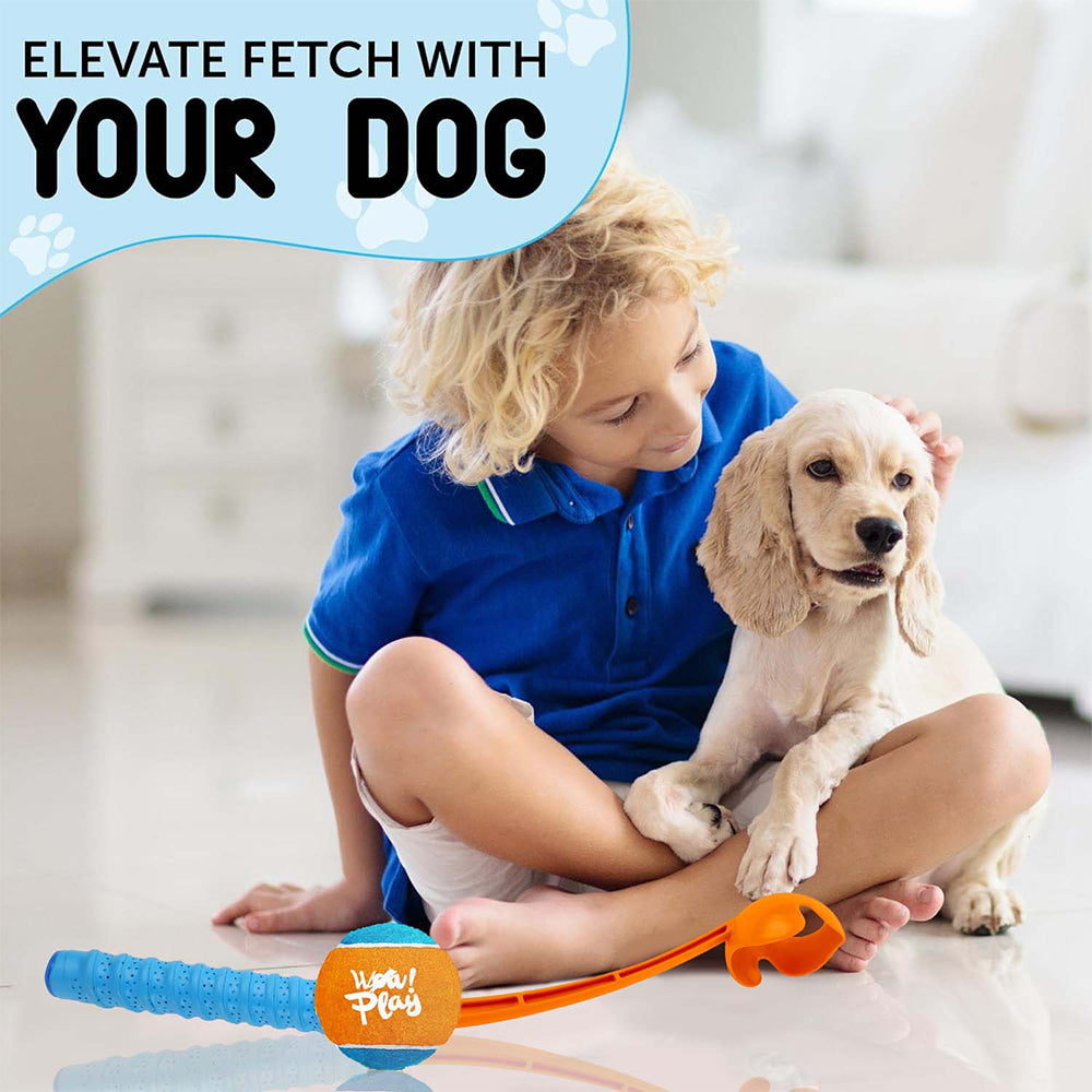 Dog Tennis Ball Launcher – Ergonomic Handle with 2.5" Ball for Fetch, Each By TopikaPet