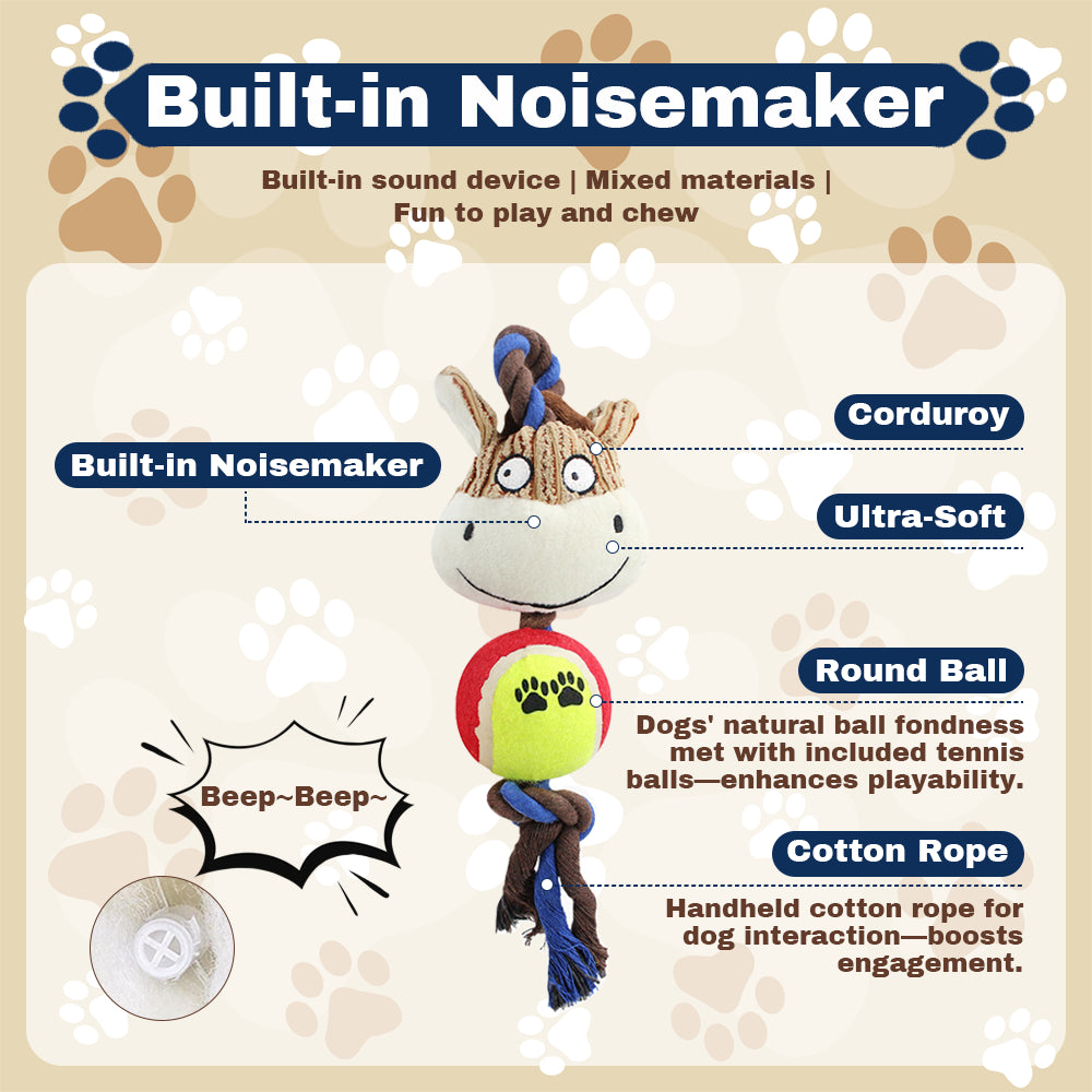 TopikaPet Stuffed Dog Plush Toy Set – Soft Squeaky Dog Toys for Play & Chewing Fun (3 Pack)