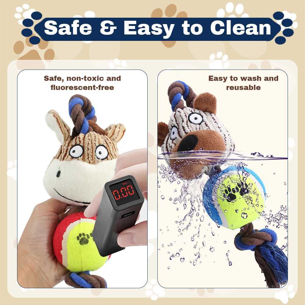 Dog Plush Toy Set – Soft Squeaky Chew & Play Toys, 3 Pack By TopikaPet