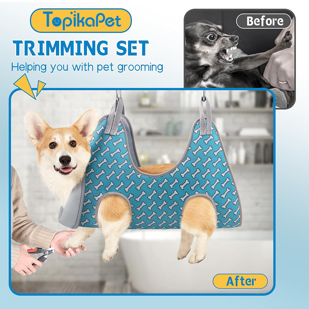 TopikaPet Dog Grooming Hammock Set – Kit for Nail Trimming & Pet Grooming Care (8 Piece)