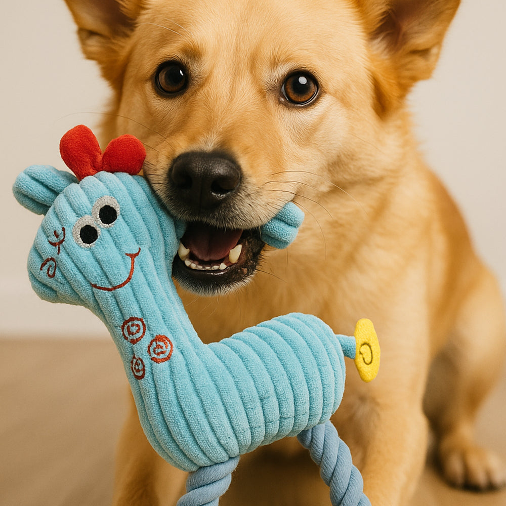 TopikaPet Plush Dog Toy Set – Fawn, Owl & Octopus with Squeaker & Crinkle Play Features (3 Pack)