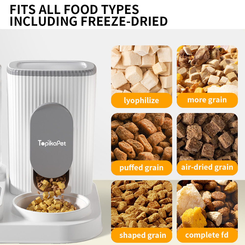 TopikaPet Automatic Pet Feeder & Water Bowl Set – 2.4L Food Dispenser + 1.3L Drinking Fountain (Each)