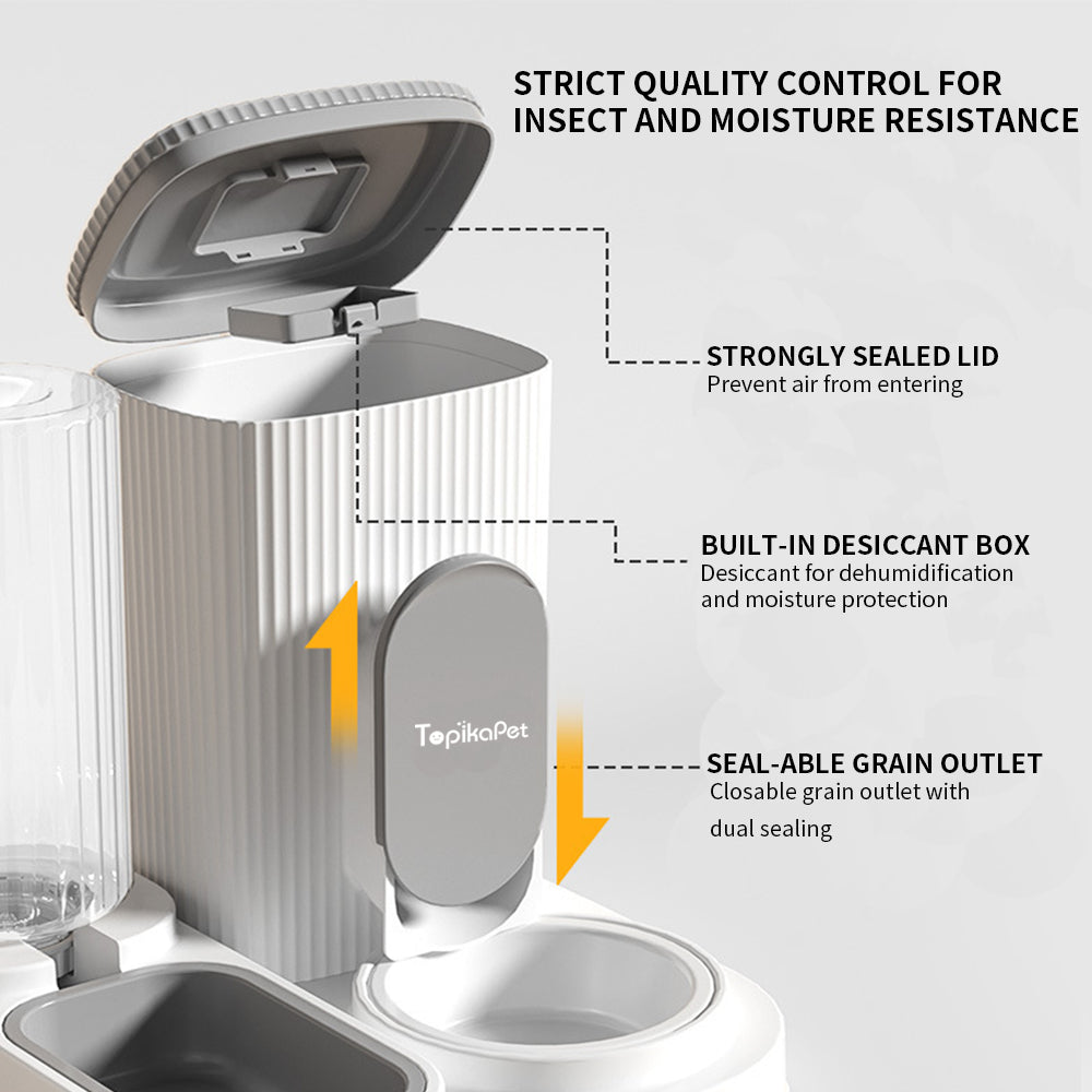 Automatic Pet Feeder & Water Bowl – 2.4L Food Dispenser + 1.3L Fountain By TopikaPet