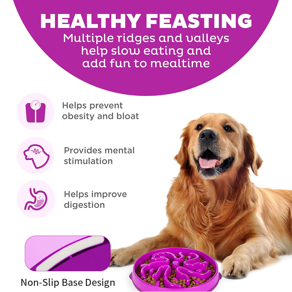 Slow Feeder Dog Bowl – Anti-Choke Design, Promotes Healthy Digestion By TopikaPet