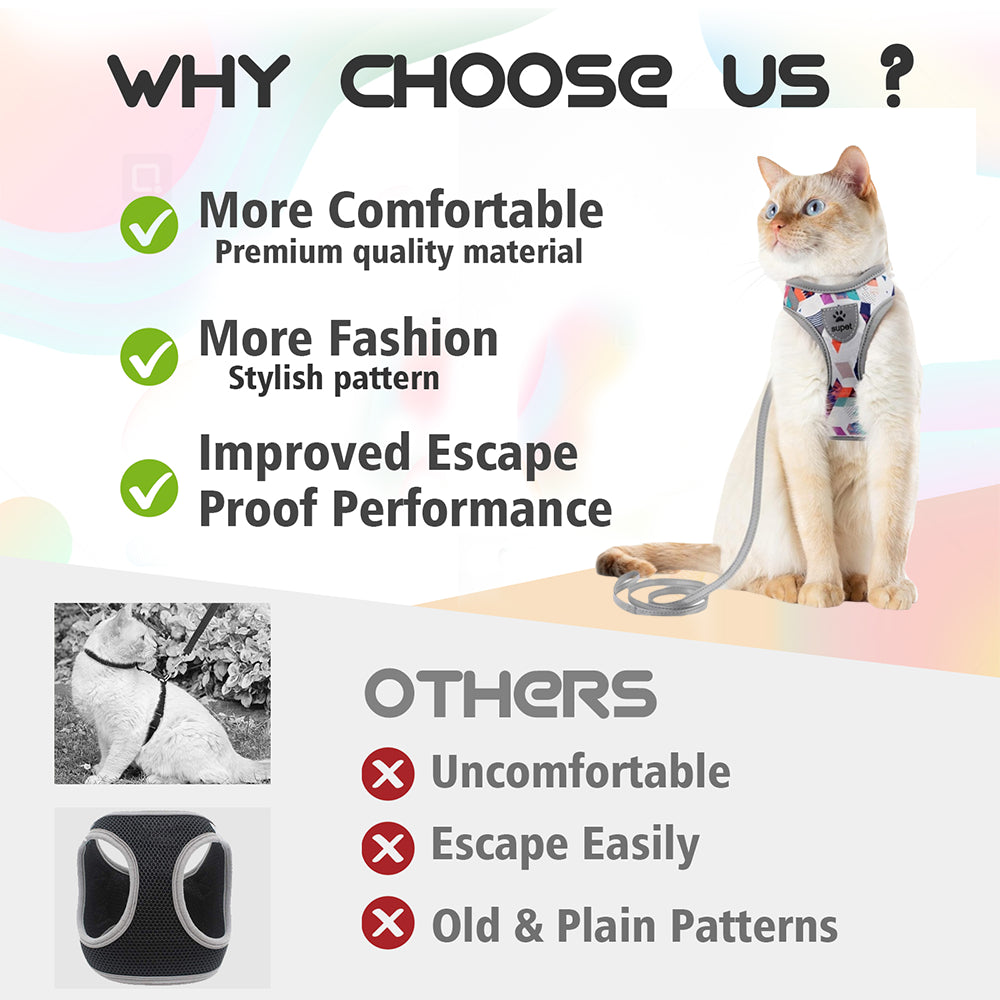 TopikaPet Escape-Proof Cat Harness & Leash Set – Adjustable Soft Fabric for Safe Outdoor Walks
