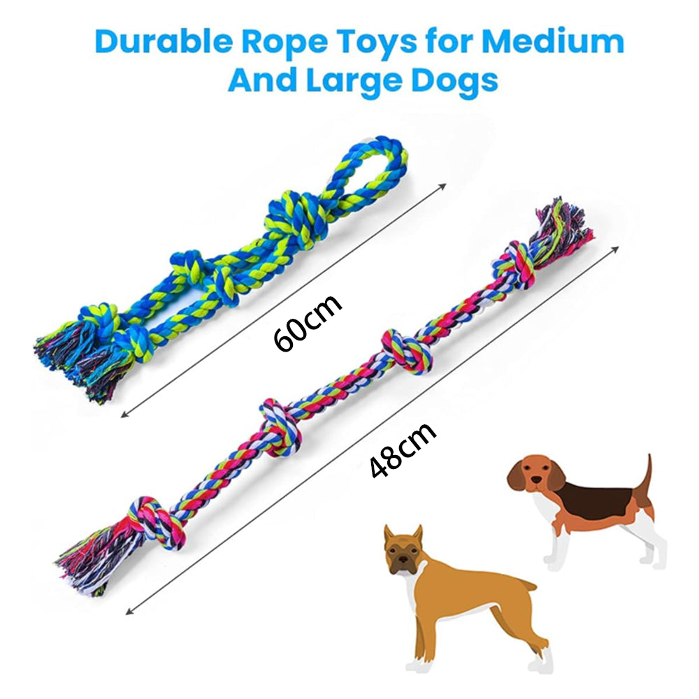TopikaPet Dog Tug Rope Toy Set – Durable Chew & Play Ropes for Large & Medium Aggressive Chewers (Each)