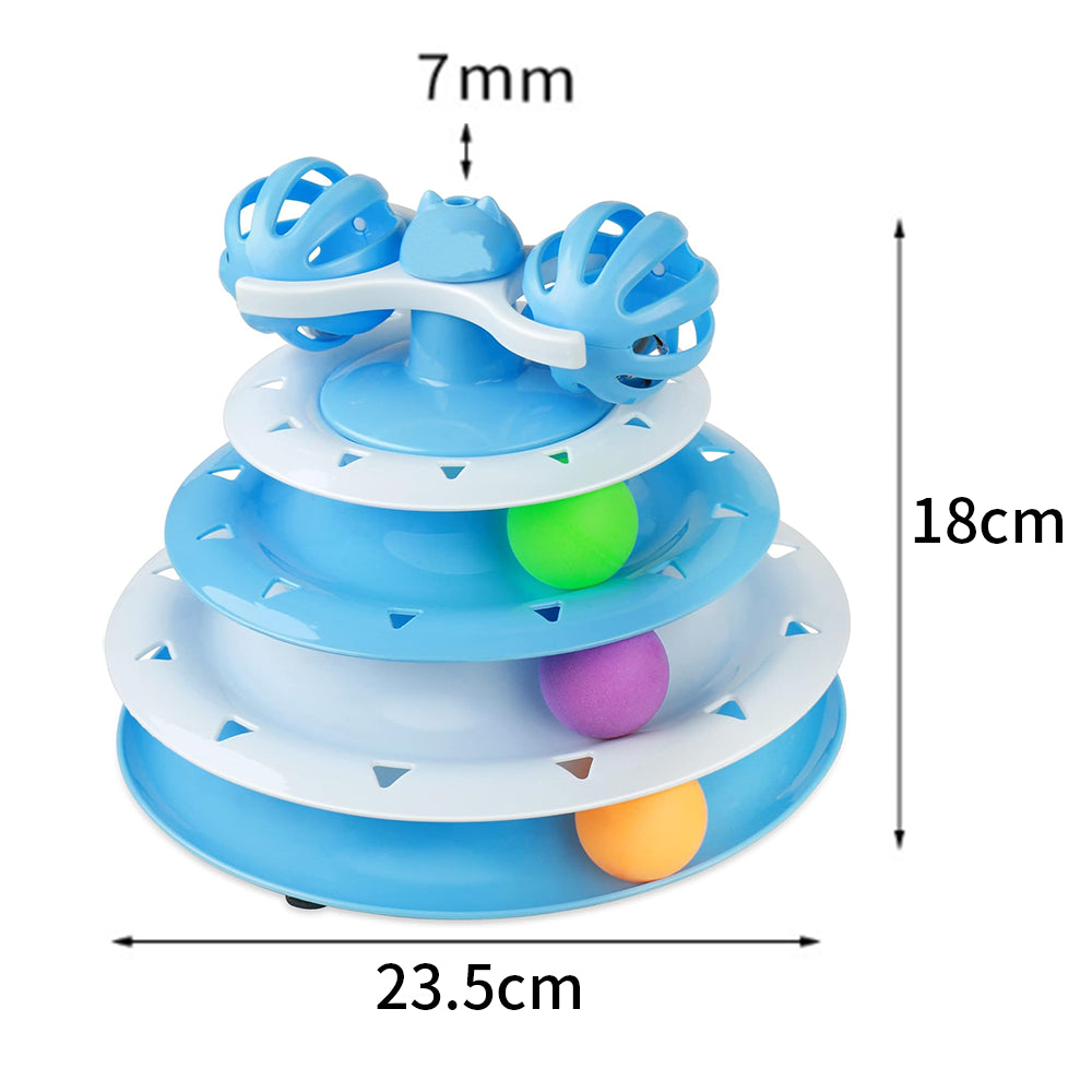 TopikaPet Spinning Track Interactive Cat Toy – Balls & Teaser Wand Play Combo (Each)