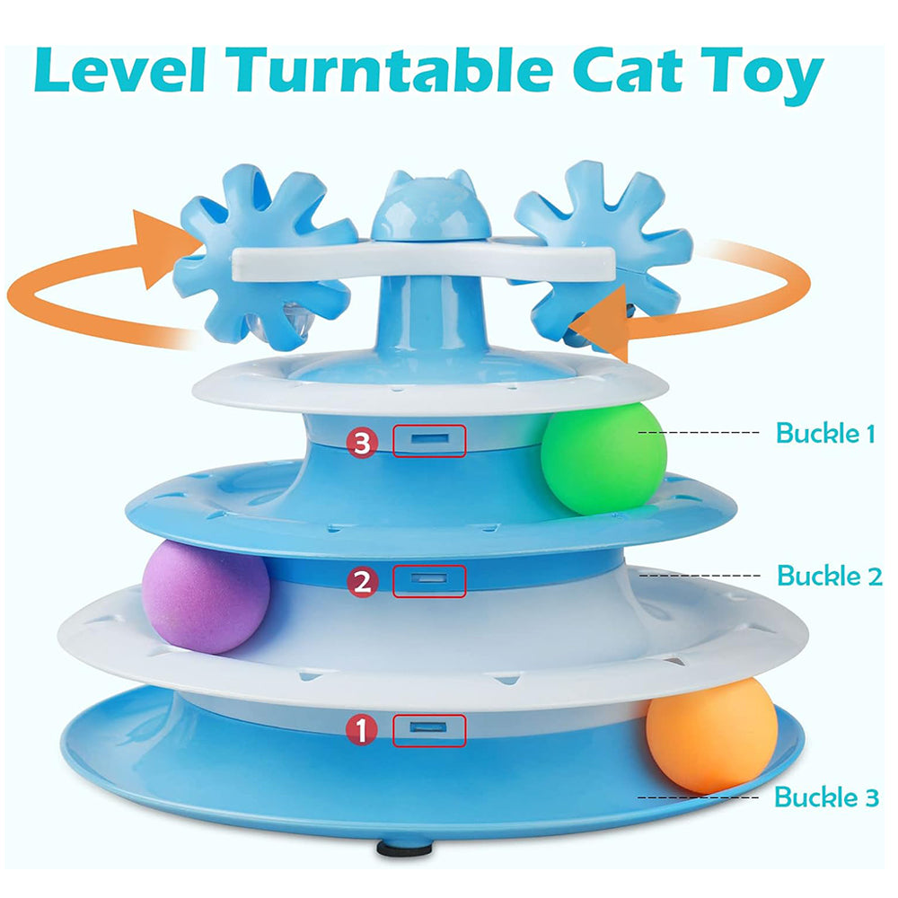 Interactive Cat Toy – Spinning Track with Balls & Teaser Wand Play Set By TopikaPet