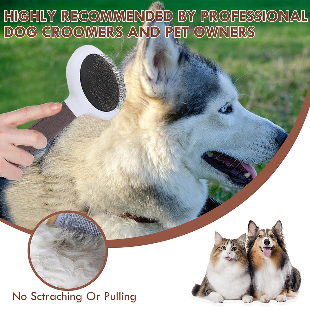 Dog Slicker Brush – Dematting & Deshedding Tool for Healthy Coat Care By TopikaPet