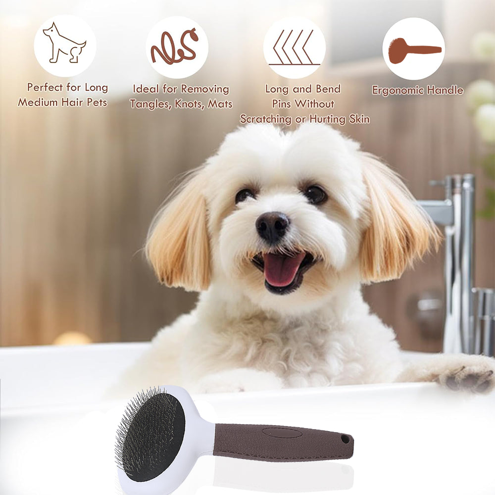 Dog Slicker Brush – Dematting & Deshedding Tool for Healthy Coat Care By TopikaPet