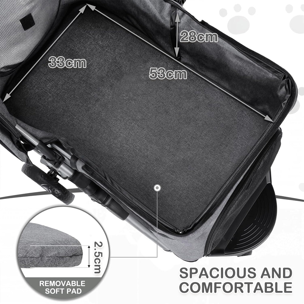 TopikaPet Foldable Pet Stroller – Portable, Breathable Mesh & Storage Basket for Small Dogs & Cats (Up to 15kg)