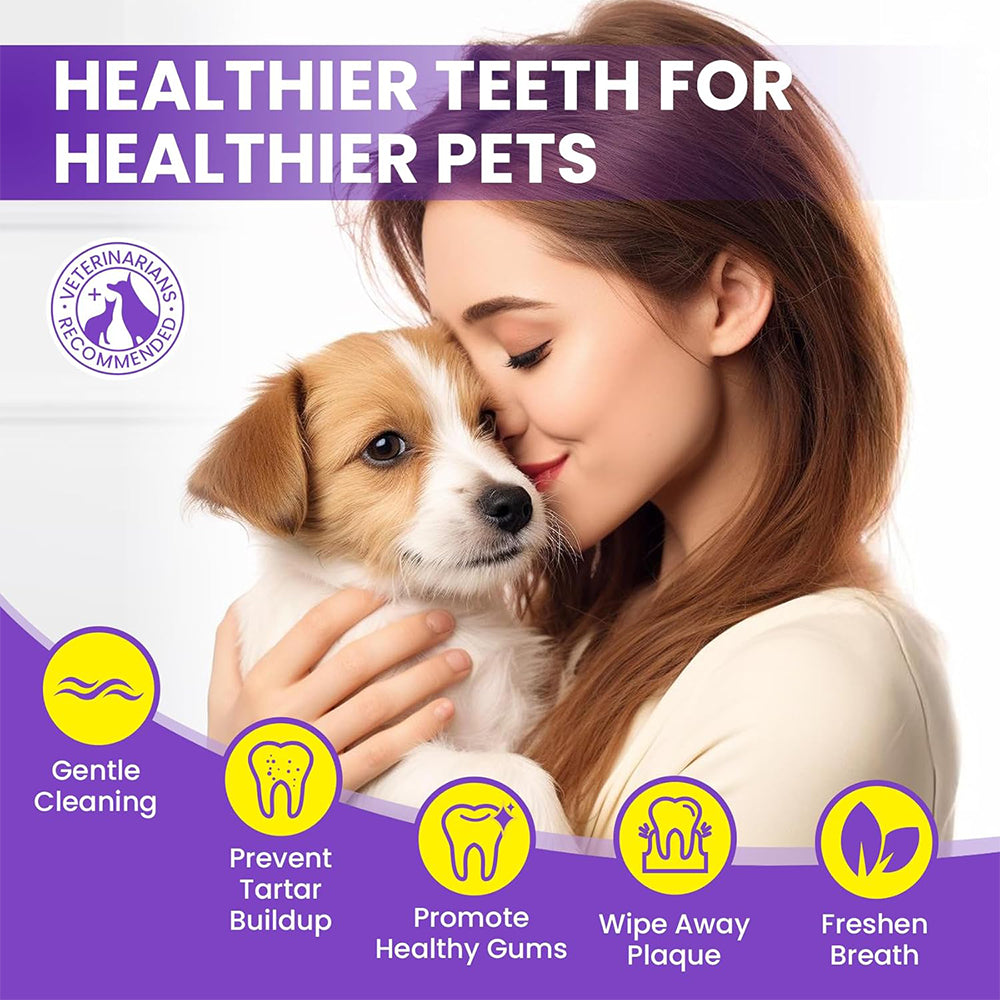 Pet Finger Wipes – Ear & Teeth Cleaning, Gentle Textured Design, 50 Pack By TopikaPet