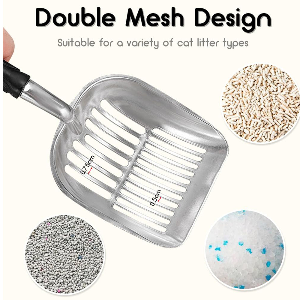 TopikaPet Stainless Steel Cat Litter Scoop – Durable, Hygienic Design with Long Handle for Easy Cleaning