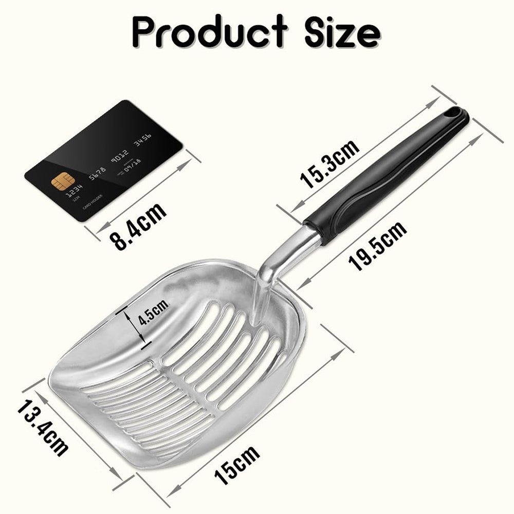 TopikaPet Stainless Steel Cat Litter Scoop – Durable, Hygienic Design with Long Handle for Easy Cleaning