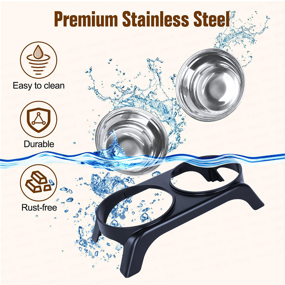 TopikaPet Elevated Cat Bowls – Raised Food & Water Bowl Set with Stand for Healthy Eating