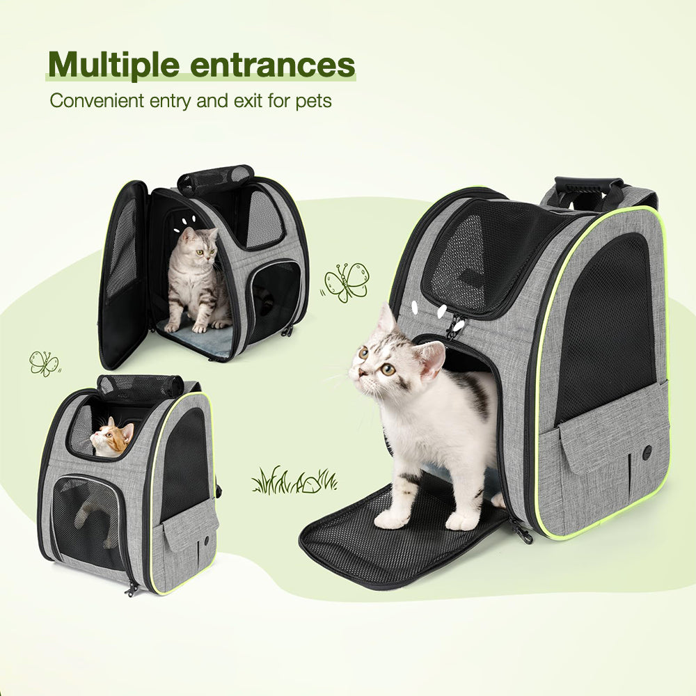 TopikaPet Cat Backpack Carrier – Expandable Travel Bag with Breathable Mesh Panels for Safe Pet Transport