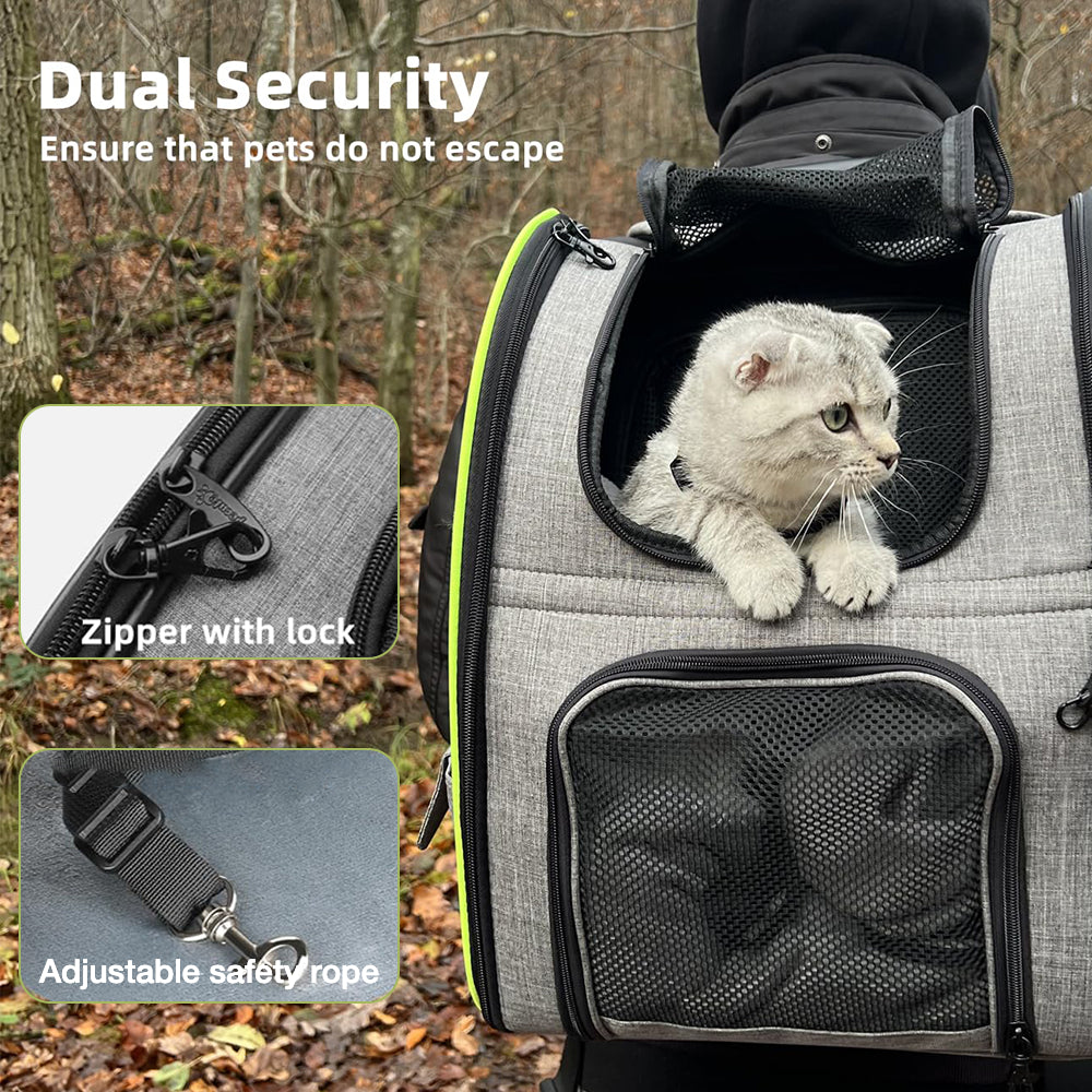 TopikaPet Cat Backpack Carrier – Expandable Travel Bag with Breathable Mesh Panels for Safe Pet Transport