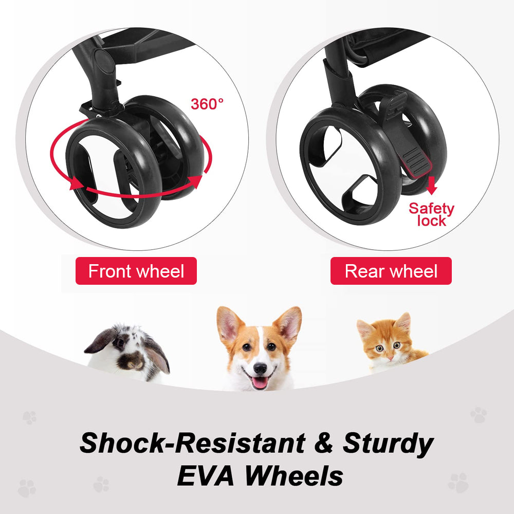 TopikaPet 4-Wheel Portable Pet Stroller with Detachable Carrier