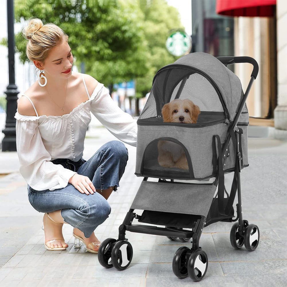 Pet Stroller – 4-Wheel Portable Design with Detachable Carrier By TopikaPet